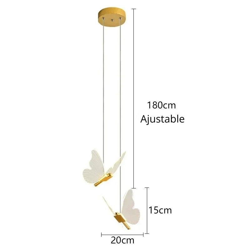 Suspension LED papillon doré