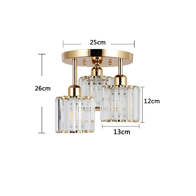 Lustre plafonnier cristal doré 3 lumières E27