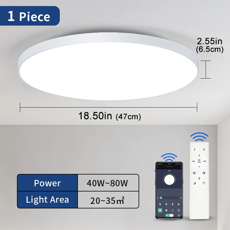 Plafonnier LED rond intelligent blanc design – Télécommande & APP