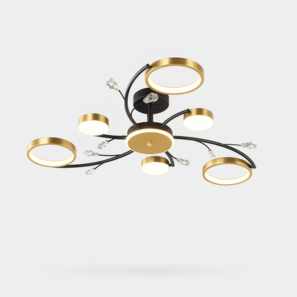 Lustre plafonnier moderne noir et doré – 6, 8 ou 10 lumières