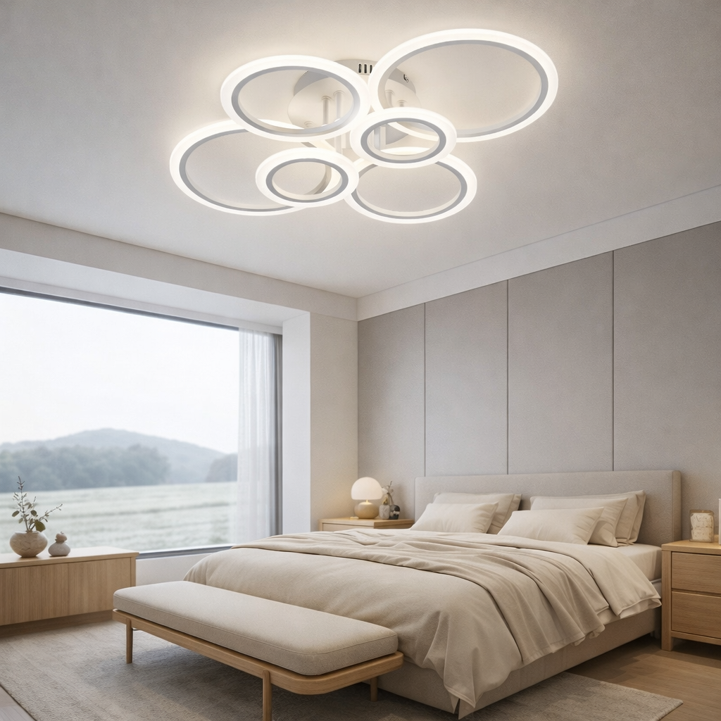 GeminiPlafonnier LED moderne blanc – Anneaux design entrelacés