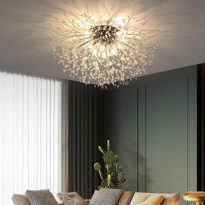 Plafonnier LED en cristal pissenlit – doré ou argenté