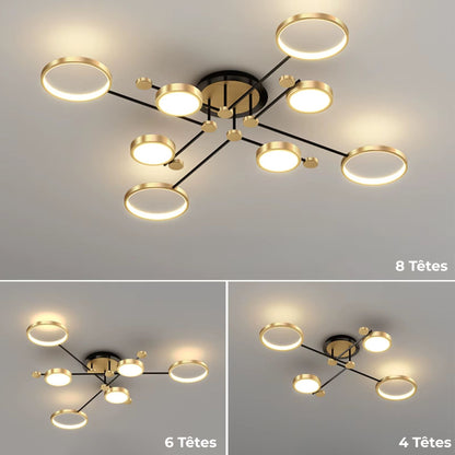 Lustre plafonnier LED doré noir – Moderne 6 ou 8 lumières