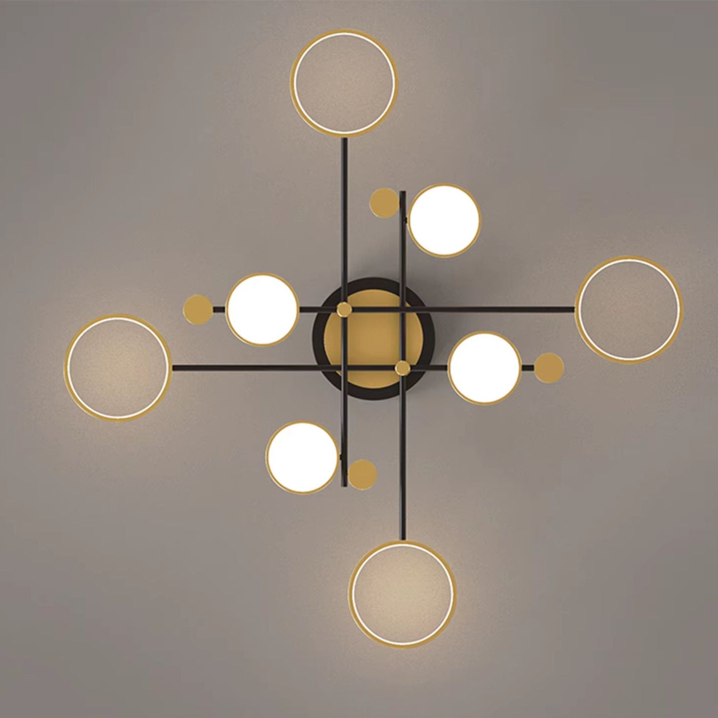 Lustre plafonnier LED doré noir – Moderne 6 ou 8 lumières