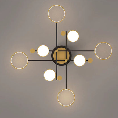 Lustre plafonnier LED doré noir – Moderne 6 ou 8 lumières
