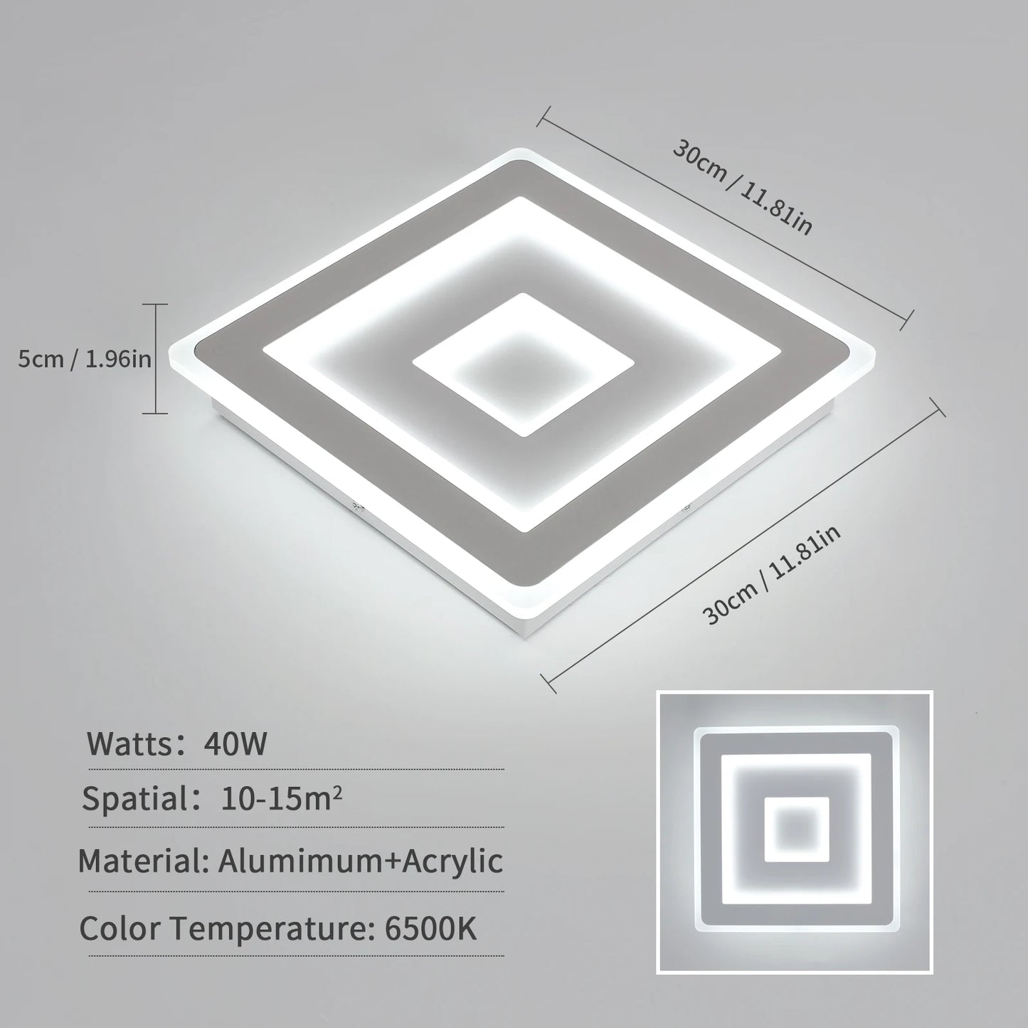 Plafonnier LED carré moderne – blanc