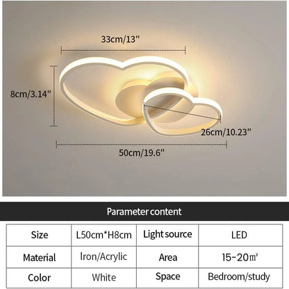 1Plafonnier LED blanc en forme de cœurs – 64 W dimmable