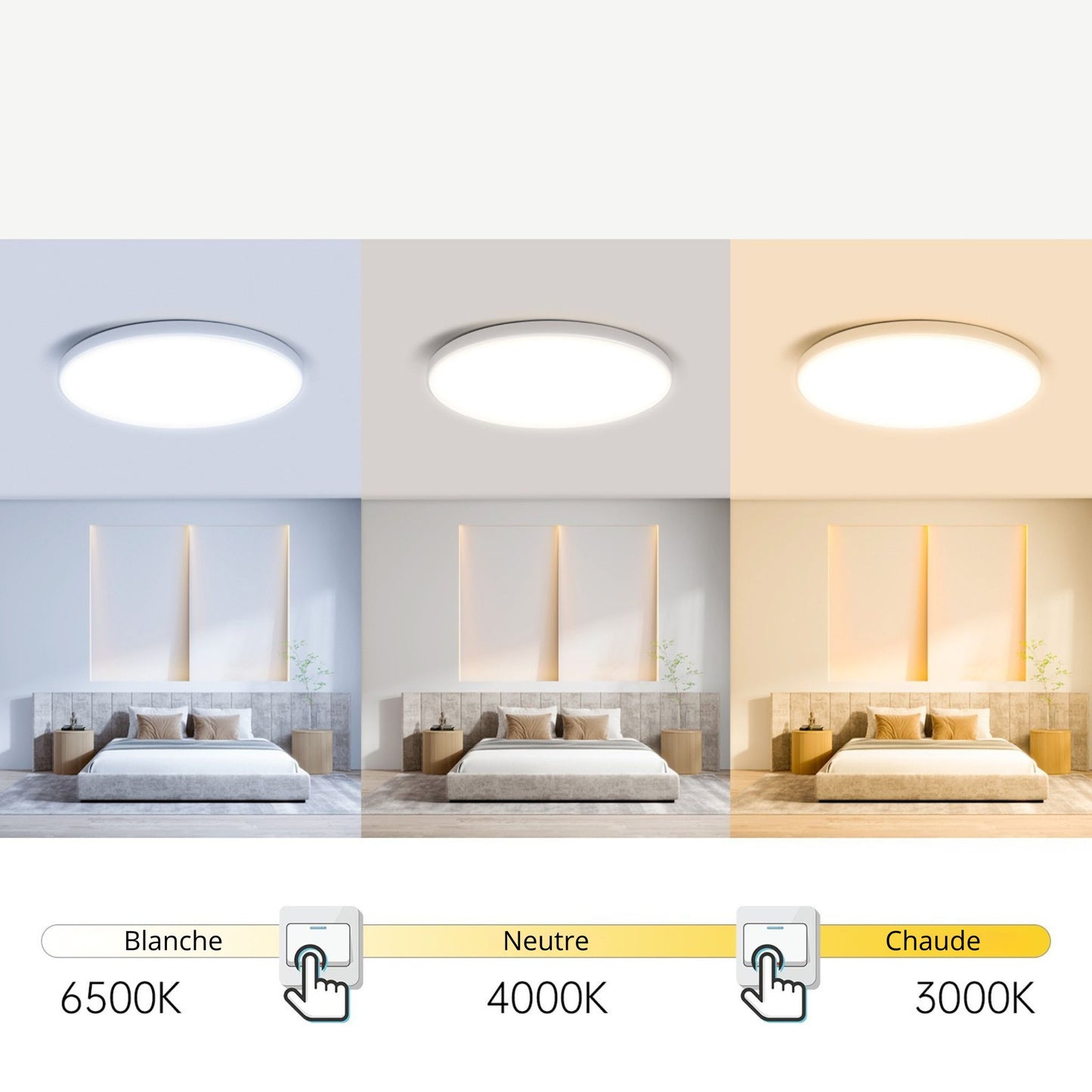 Plafonnier LED rond intelligent blanc design – Télécommande & APP
