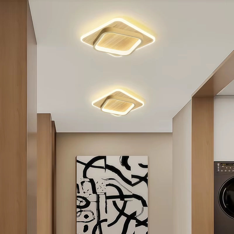 Plafonnier LED nordique doré – carré 20 cm