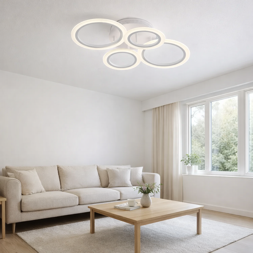 GeminiPlafonnier LED moderne blanc – Anneaux design entrelacés