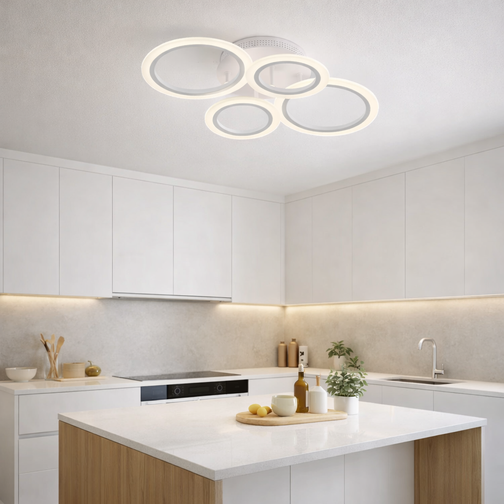 GeminiPlafonnier LED moderne blanc – Anneaux design entrelacés