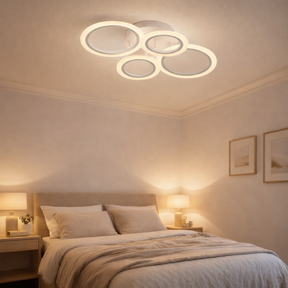 GeminiPlafonnier LED moderne blanc – Anneaux design entrelacés