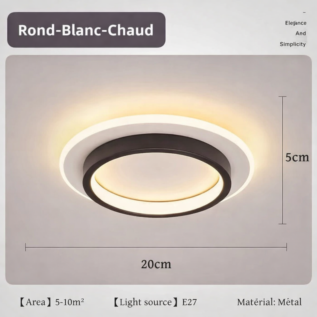 Plafonnier LED rond nordique – anneau décoratif 20 cm