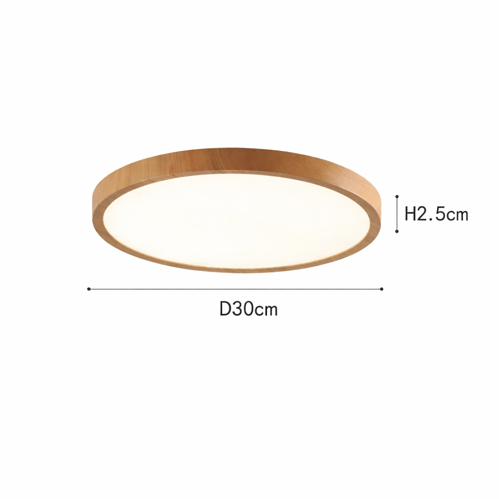 Plafonnier LED circulaire ultra-mince effet bois