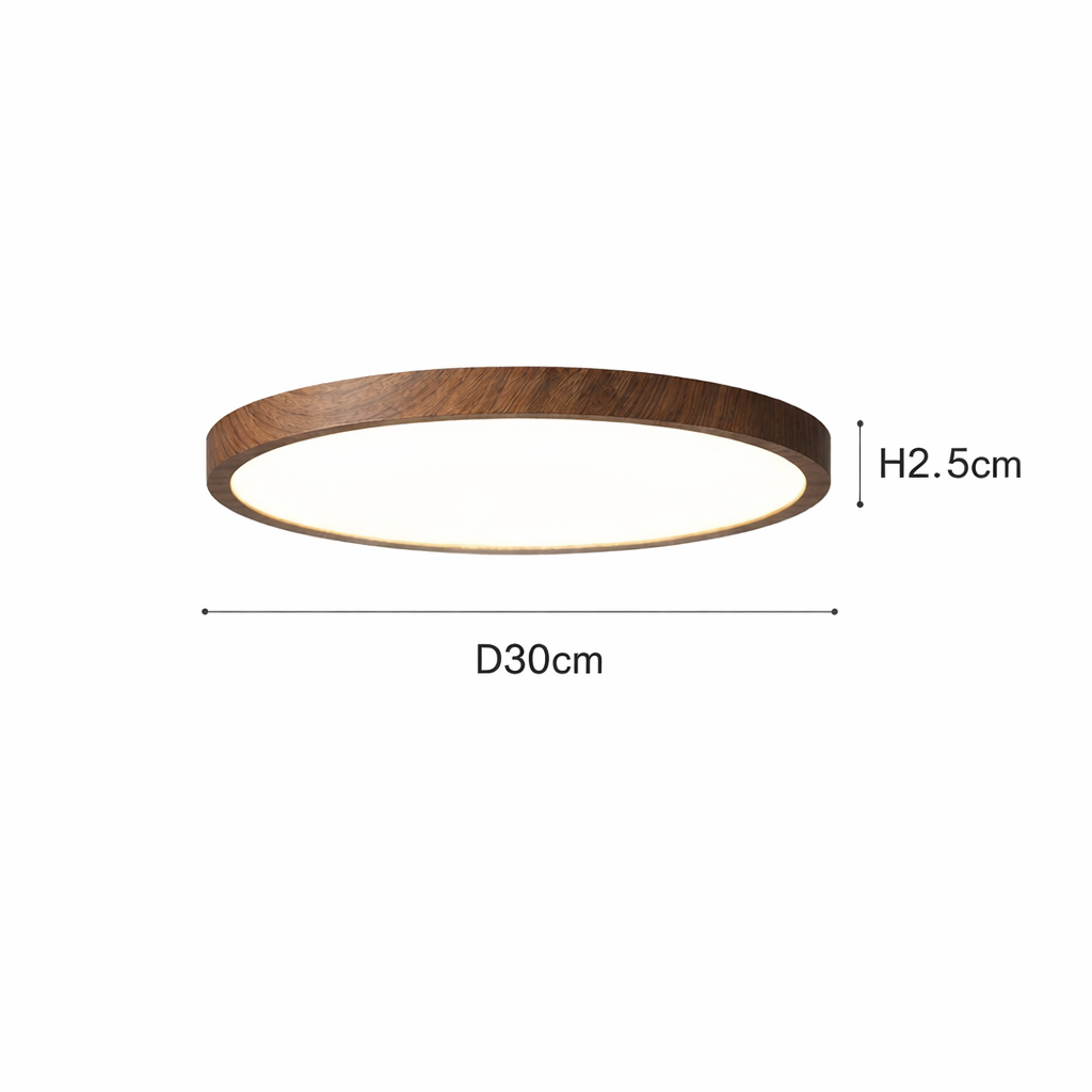 Plafonnier LED circulaire ultra-mince effet bois
