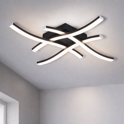 Plafonnier LED ondulé noir – 2, 3 ou 4 rubans lumineux