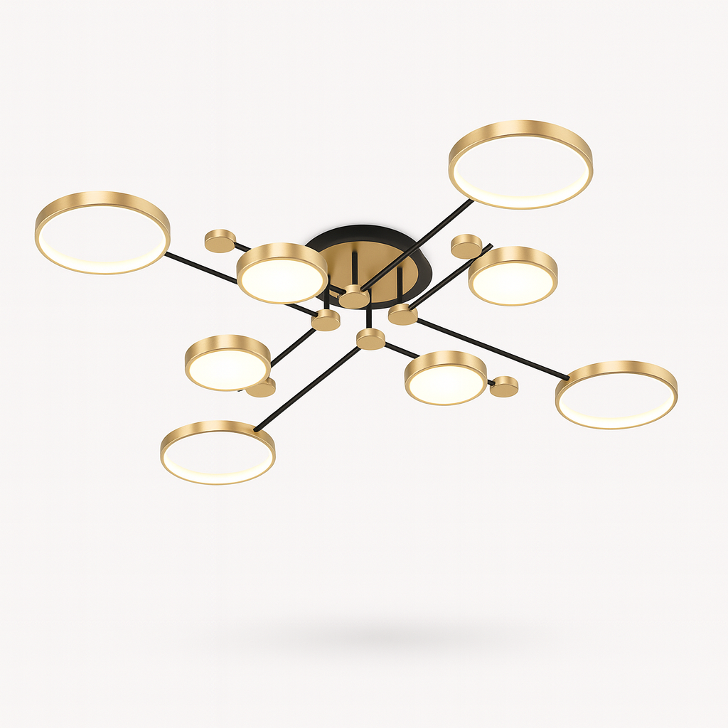 Lustre plafonnier LED doré noir – Moderne 6 ou 8 lumières