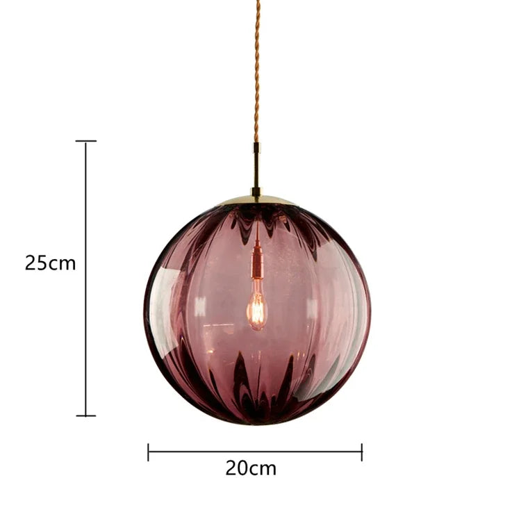 Suspension boule en verre coloré – 4 teintes, 15 ou 20 cm