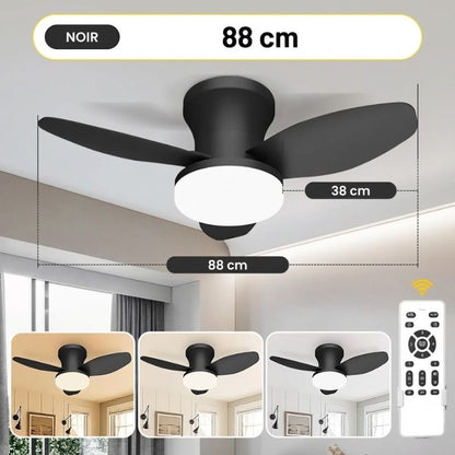 GeminiVentilateur de plafond LED moderne – 3 pales dimmable