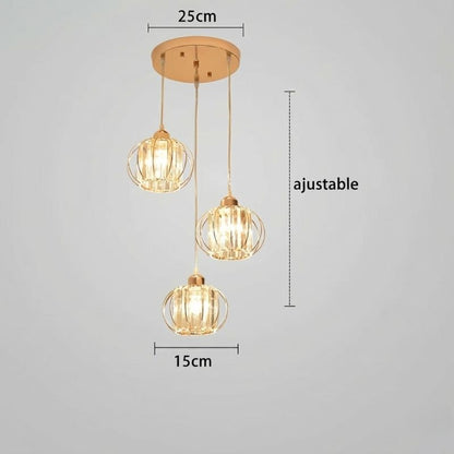 Suspension nordique en cristal – 1 ou 3 têtes (noir / doré)