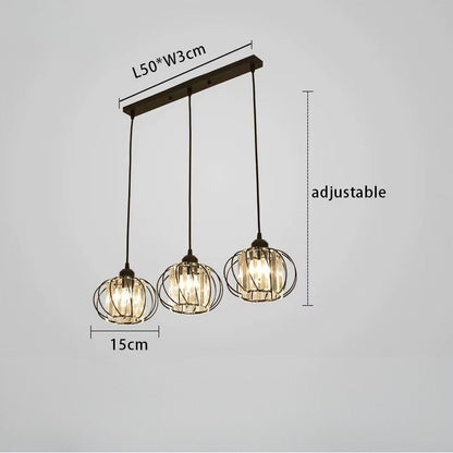 Suspension nordique en cristal – 1 ou 3 têtes (noir / doré)