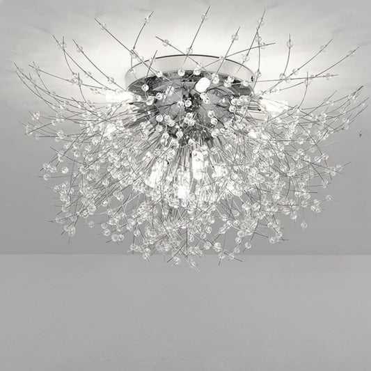 Plafonnier LED en cristal pissenlit – doré ou argenté