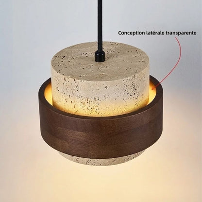Suspension en travertin – cylindre 17 cm
