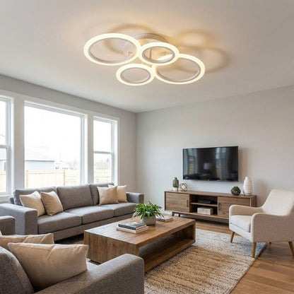 GeminiPlafonnier LED moderne blanc – Anneaux design entrelacés