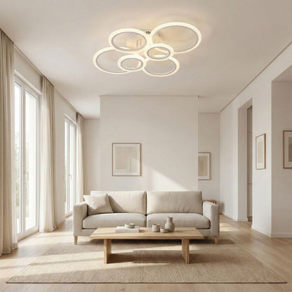 GeminiPlafonnier LED moderne blanc – Anneaux design entrelacés