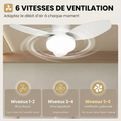 GeminiVentilateur de plafond LED moderne – 3 pales dimmable