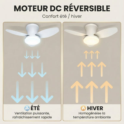 GeminiVentilateur de plafond LED moderne – 3 pales dimmable