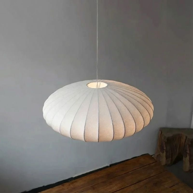 Suspension Wabi-sabi en soie – abat-jour ovale