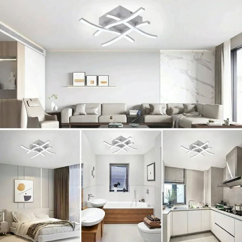Plafonnier LED moderne ondulé – 4 barres croisées