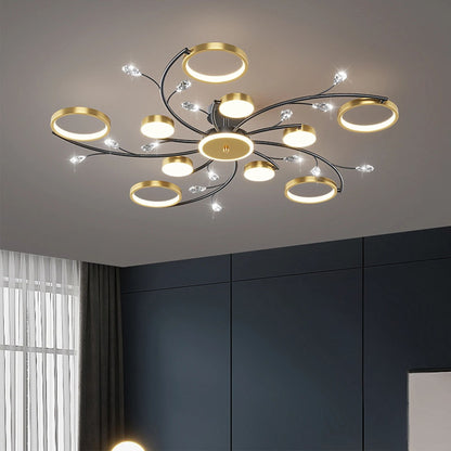Lustre plafonnier moderne noir et doré – 6, 8 ou 10 lumières