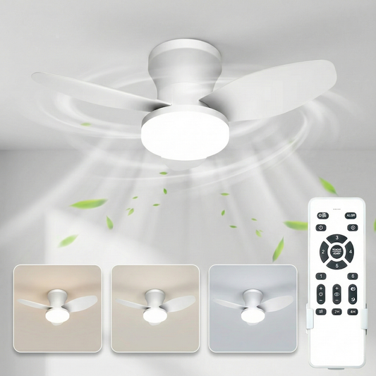 GeminiVentilateur de plafond LED moderne – 3 pales dimmable