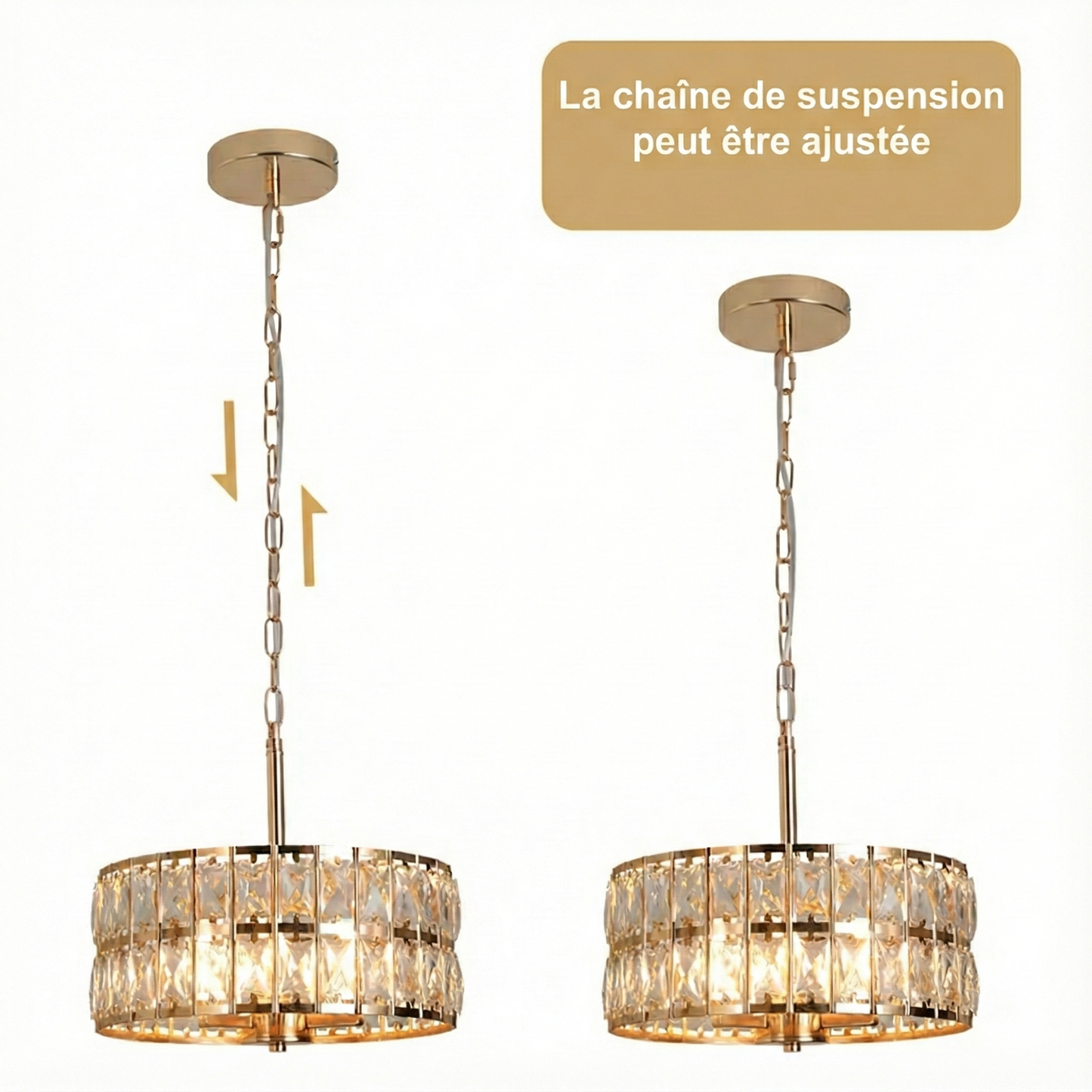 1Plafonnier LED cristal bouquet – doré ou argenté