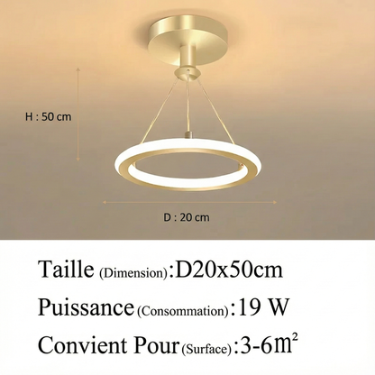 Plafonnier LED design à anneau – Noir ou doré