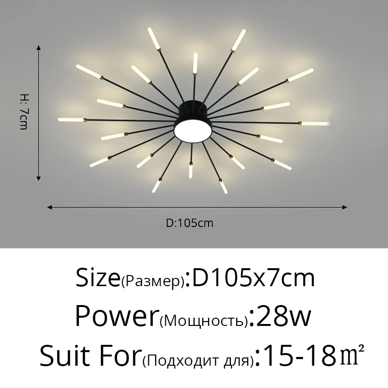 Plafonnier LED à rayons moderne – noir ou doré