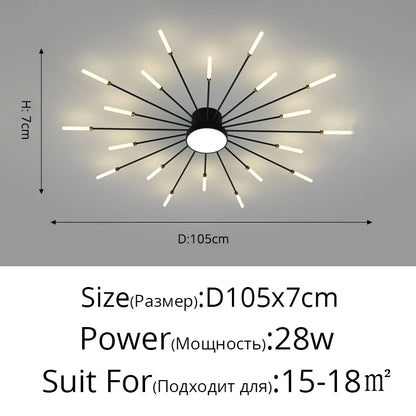 Plafonnier LED à rayons moderne – noir ou doré