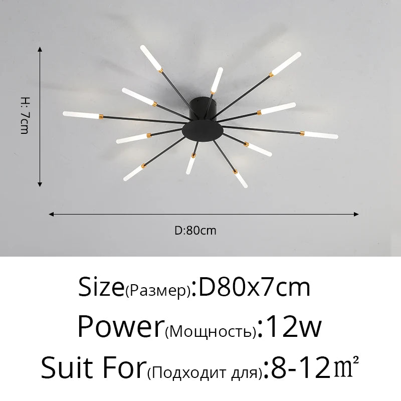 Plafonnier LED à rayons moderne – noir ou doré