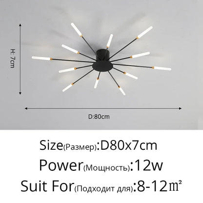 Plafonnier LED à rayons moderne – noir ou doré
