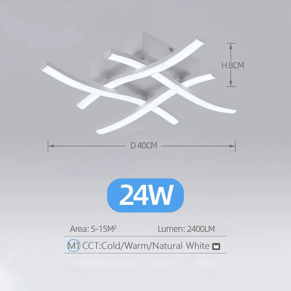 Plafonnier LED moderne ondulé – 4 barres croisées