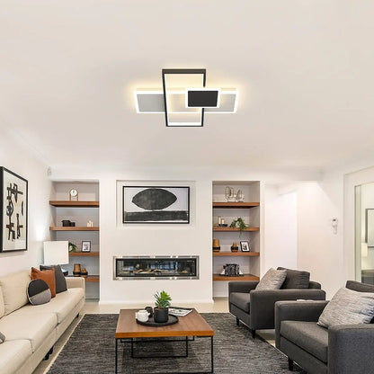 Plafonnier LED noir et blanc – 3 carrés dimmables