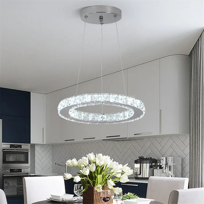 Suspension LED anneau cristal 30 cm