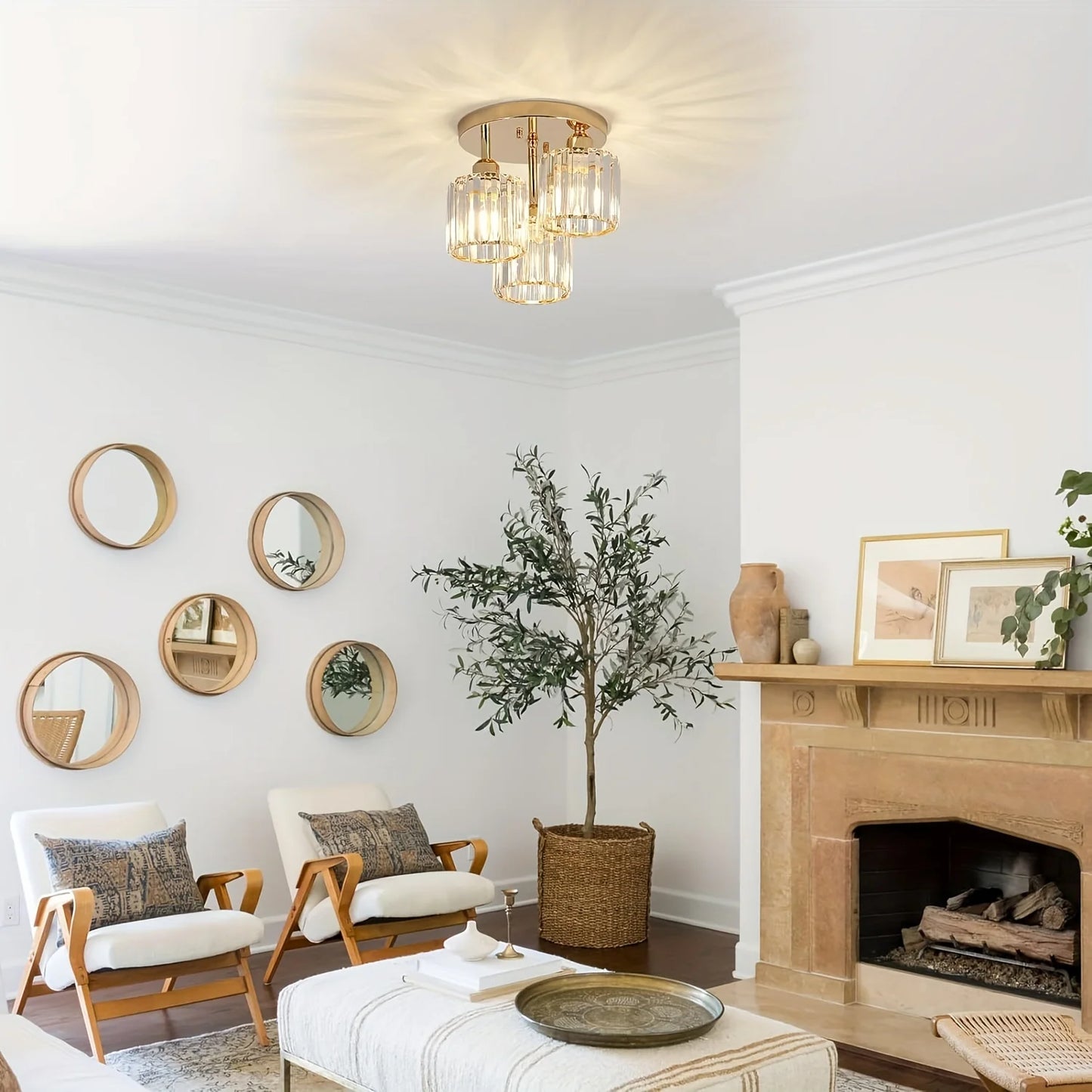 Lustre plafonnier cristal doré 3 lumières E27