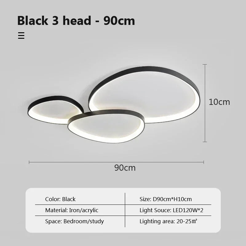 Plafonnier LED moderne – galet noir ou blanc