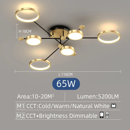 Lustre plafonnier LED doré noir – Moderne 6 ou 8 lumières