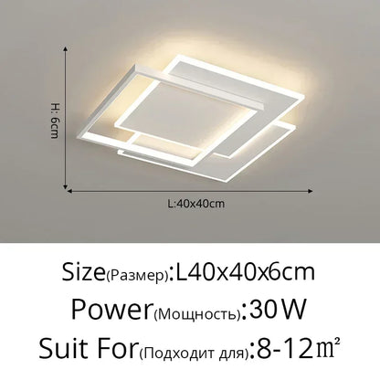 Plafonnier LED géométrique noir et blanc – 2 carrés superposés