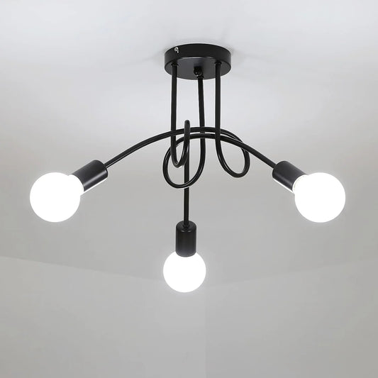 Plafonnier industriel noir – 3 bras E27