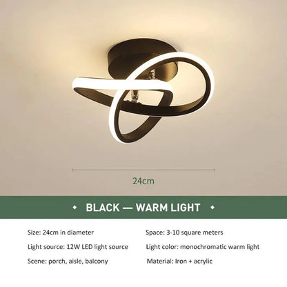 1Plafonnier LED moderne en boucle – 24 cm, noir, blanc, doré ou argent